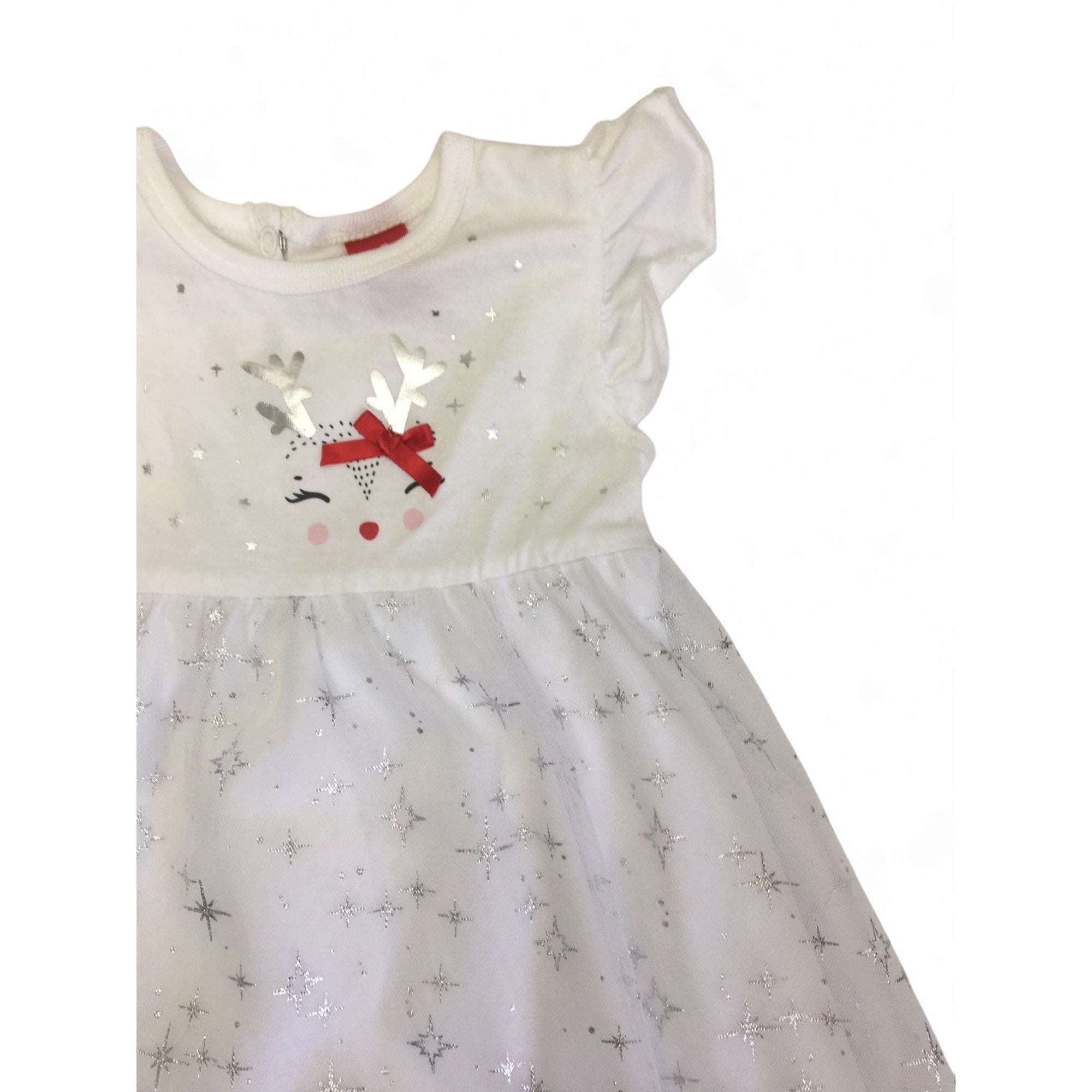 3-6M White Tulle Reindeer Christmas Dress - Tiny Tots