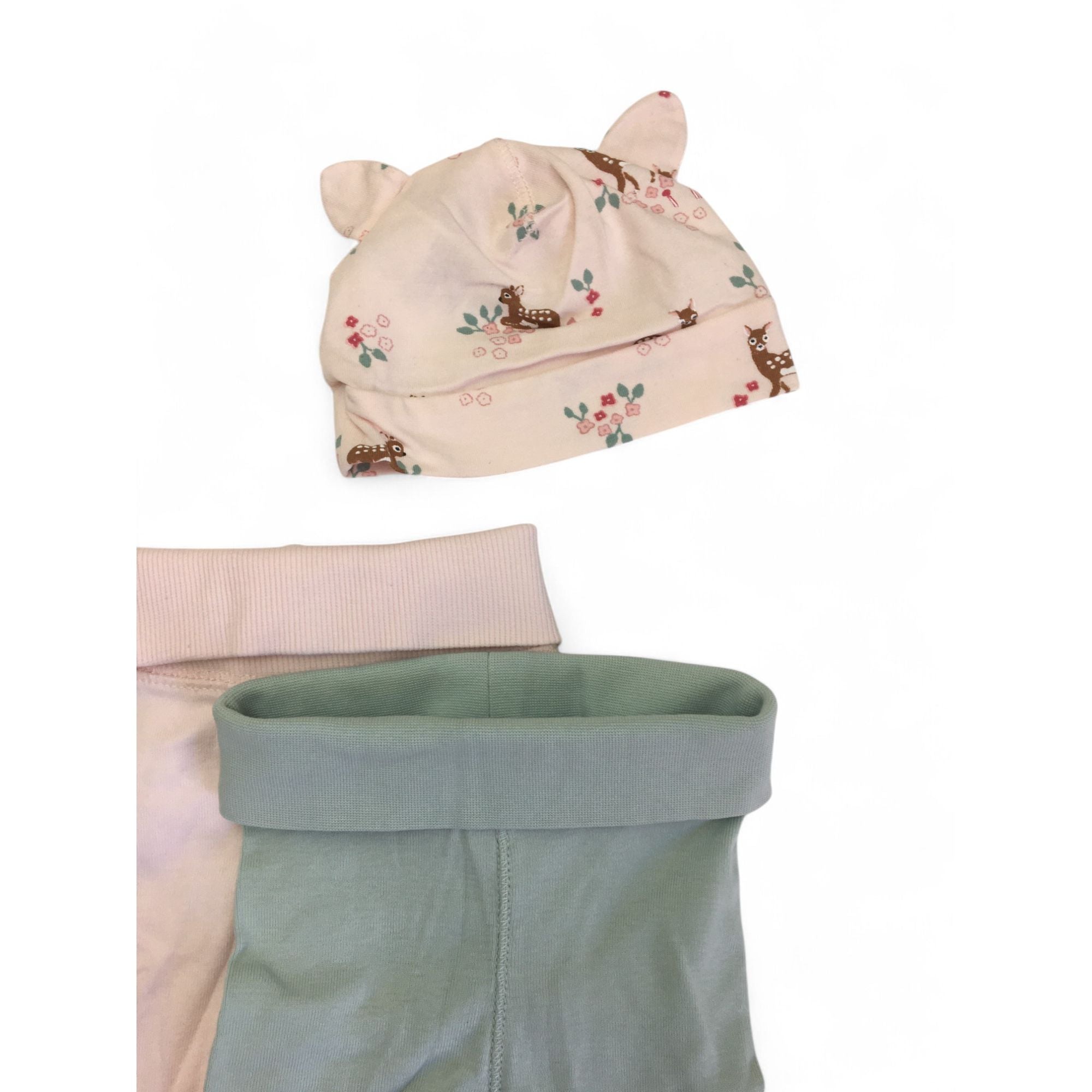 UK 0-1M Light Pink & Mint Leggings & Beanie - H&M