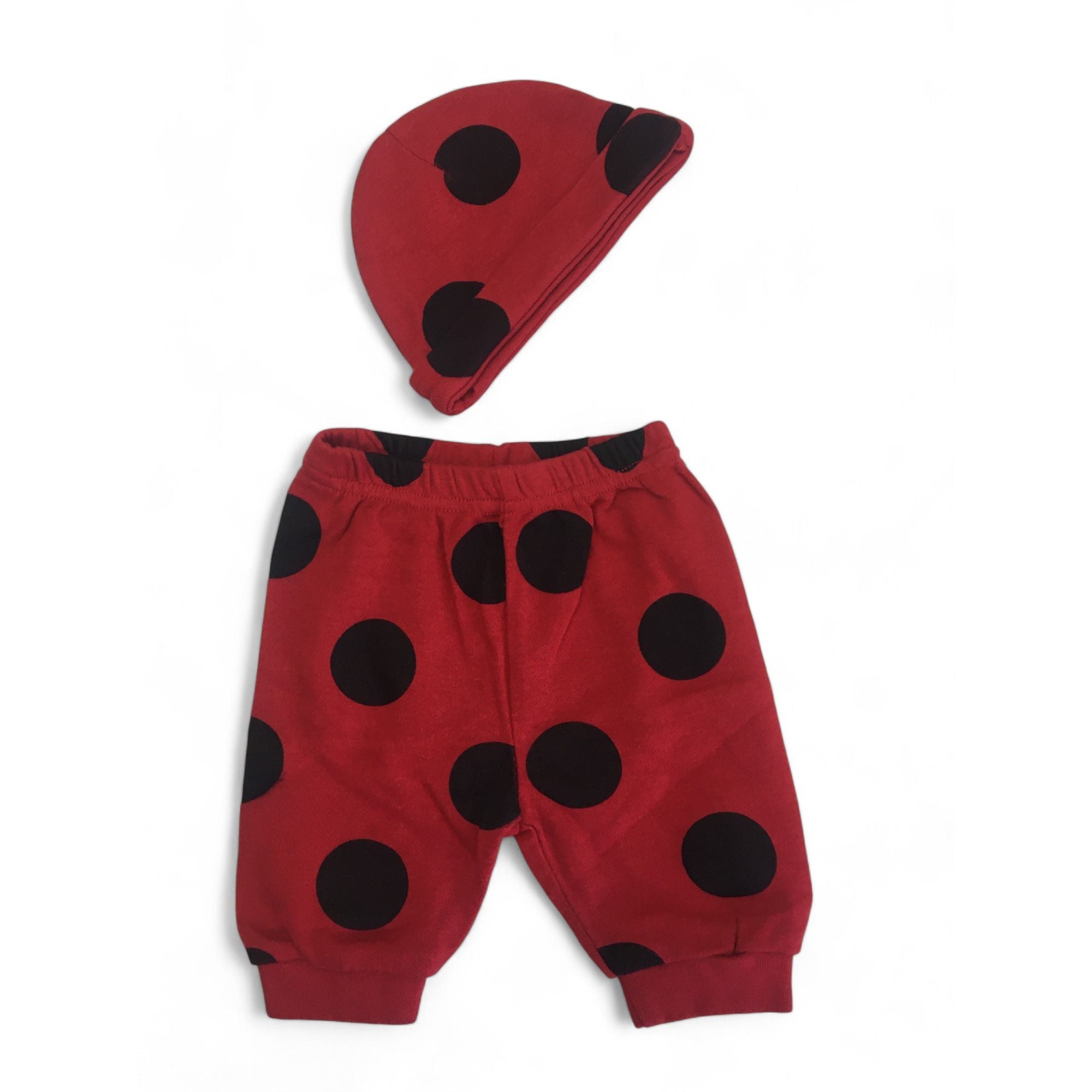 NB Red & Black Dotted Pants & Beanie - Ackermans