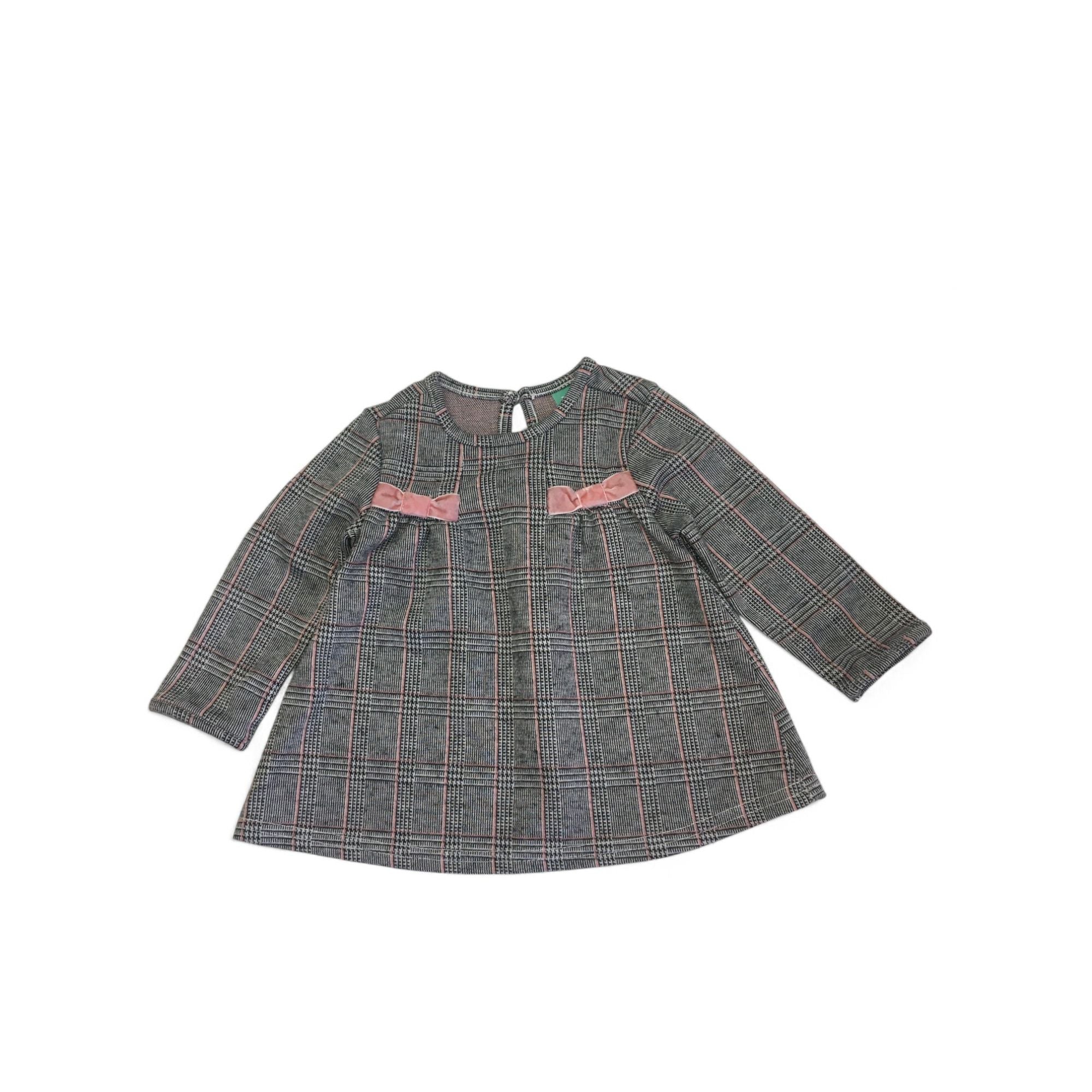 3-6M Grey & Pink Check Tunic Dress - Ackermans