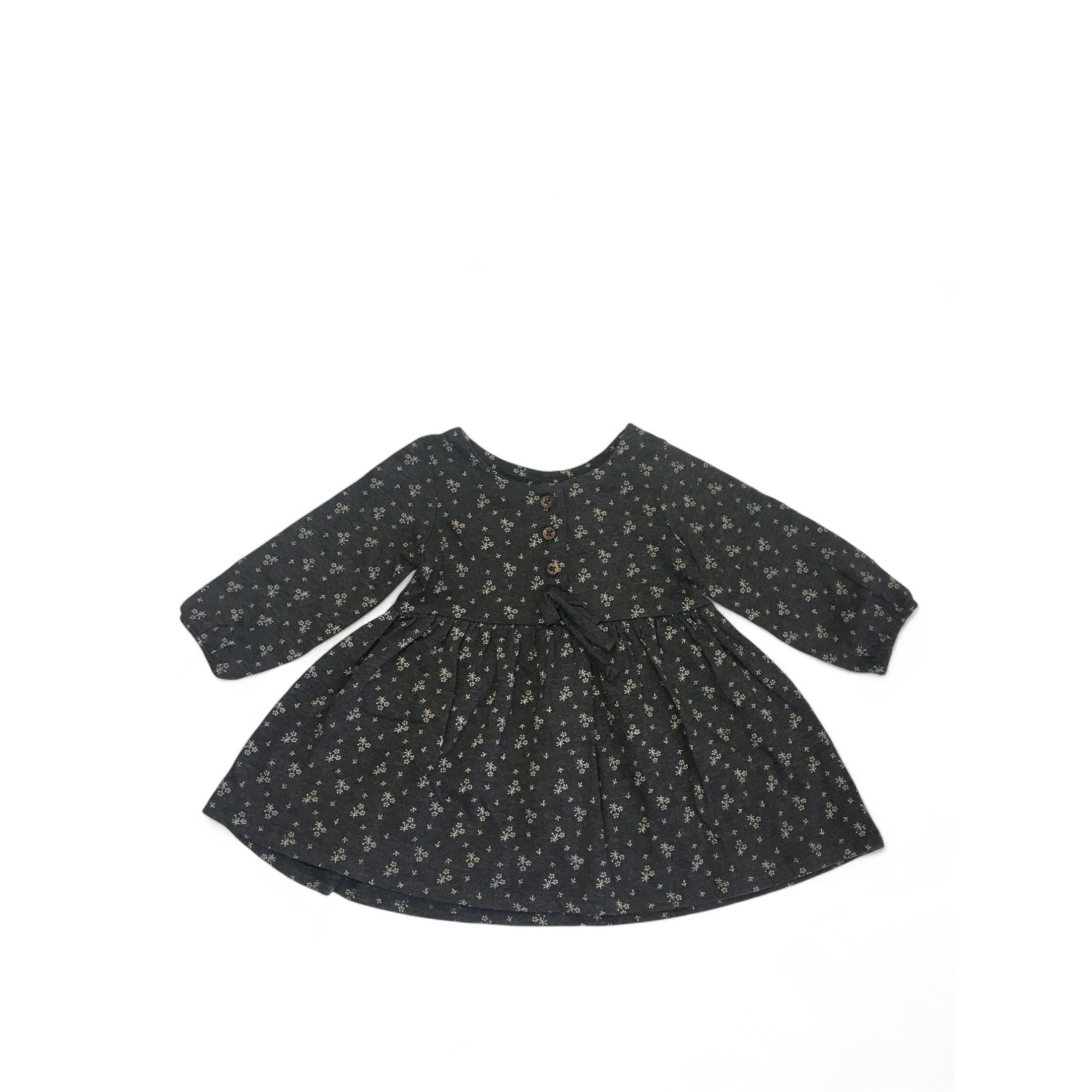 3-6M Grey & Cream Floral Tunic Dress - Real