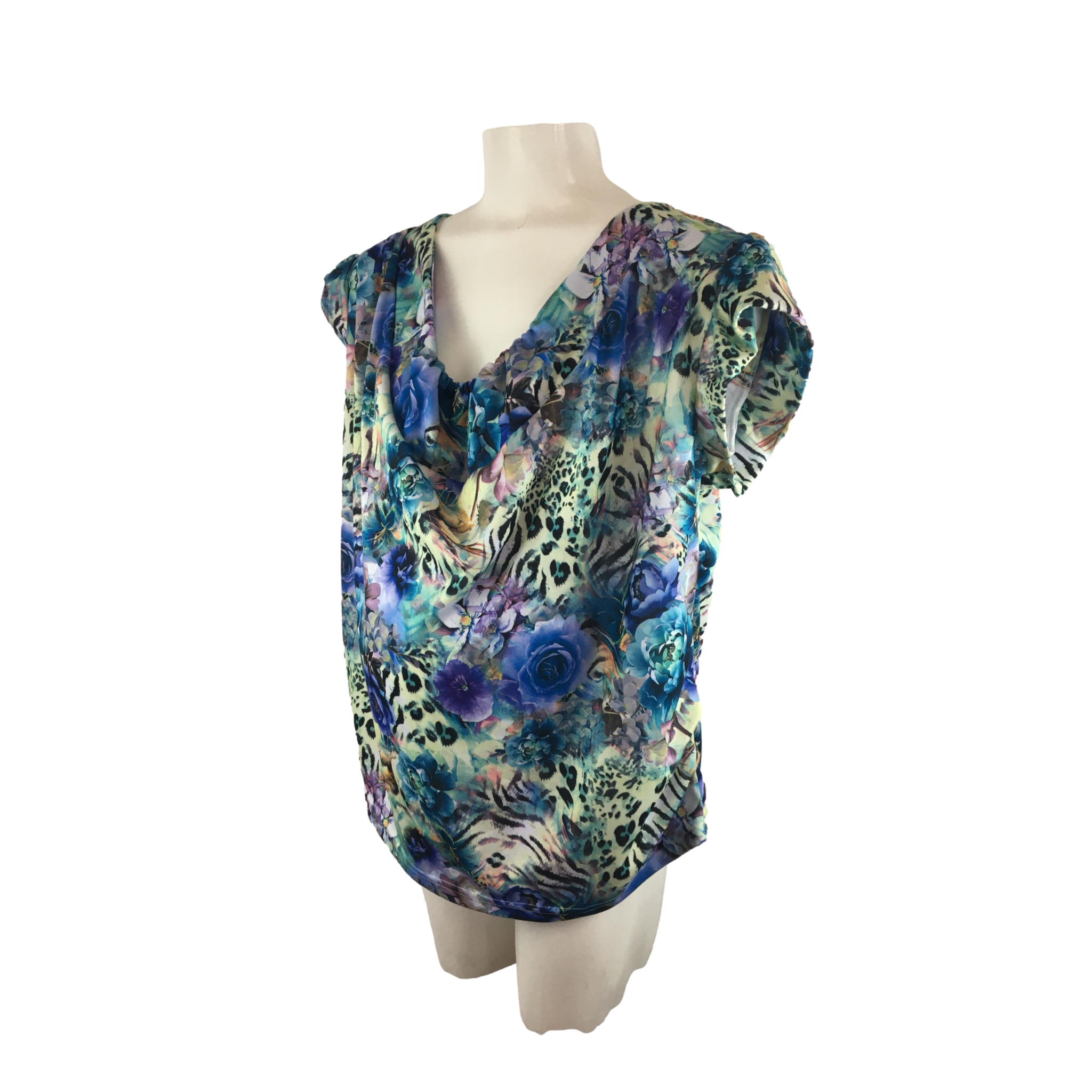 Size 42 Blue, Green & Purple Multicolour Maternity Top - Meoli