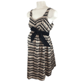 Medium - Beige & Black Stripe Maternity Dress - Motherhood Maternity