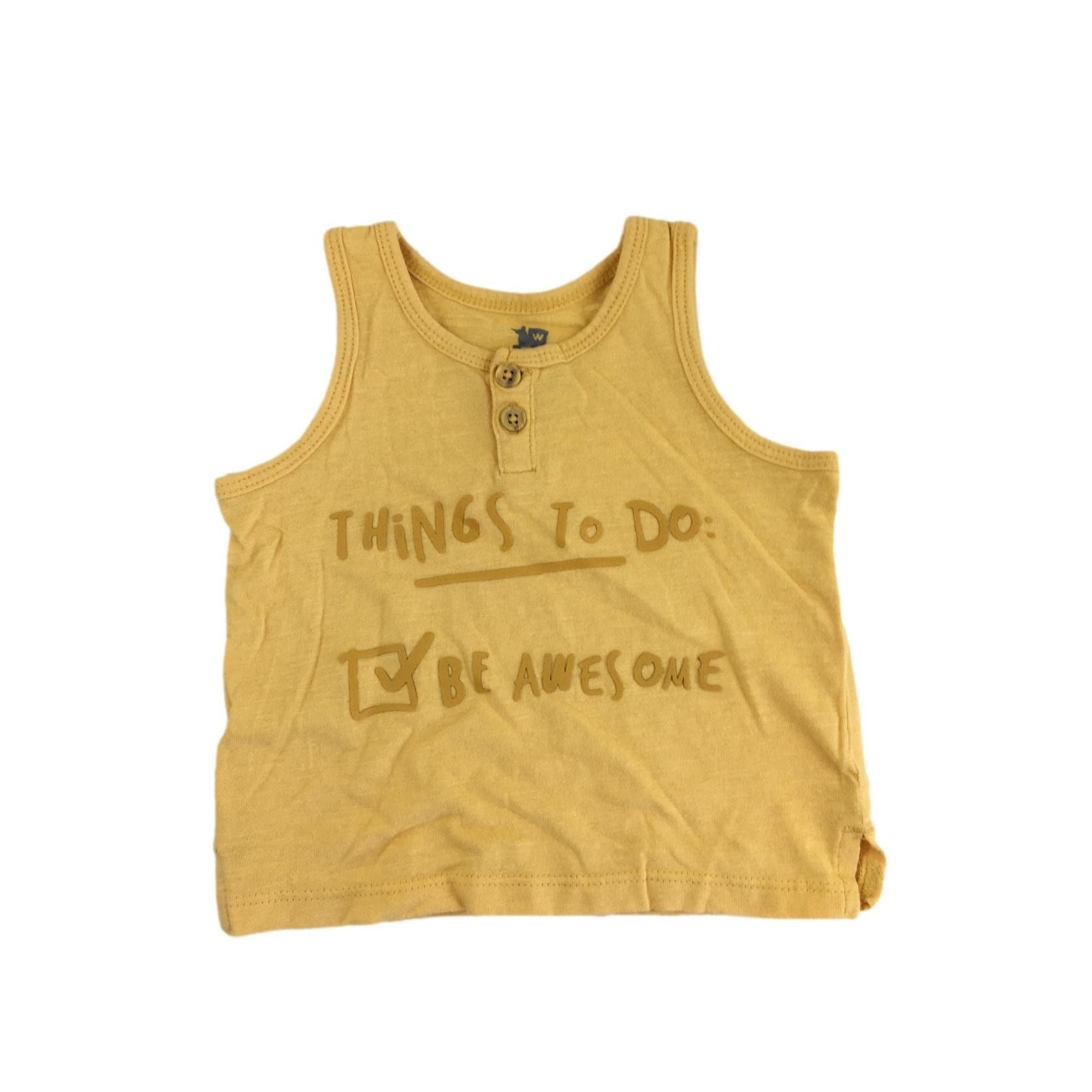 1-3M Yellow Sleeveless "Things to do" Top - Woolworths