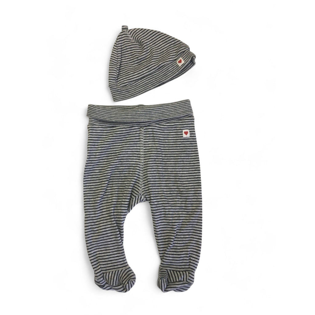 UK 0-1M Grey Striped Leggings & Beanie - H&M