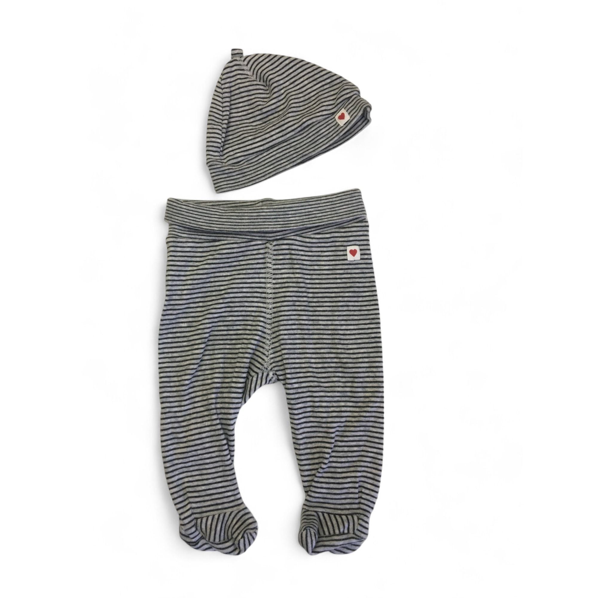 UK 0-1M Grey Striped Leggings & Beanie - H&M