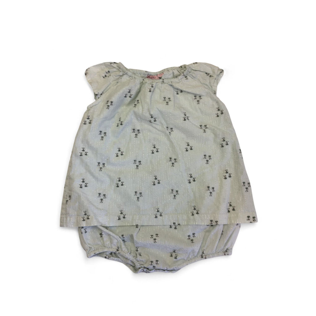 12M Light Blue Lurex Silver Lined Romper - NoaNoa Minature