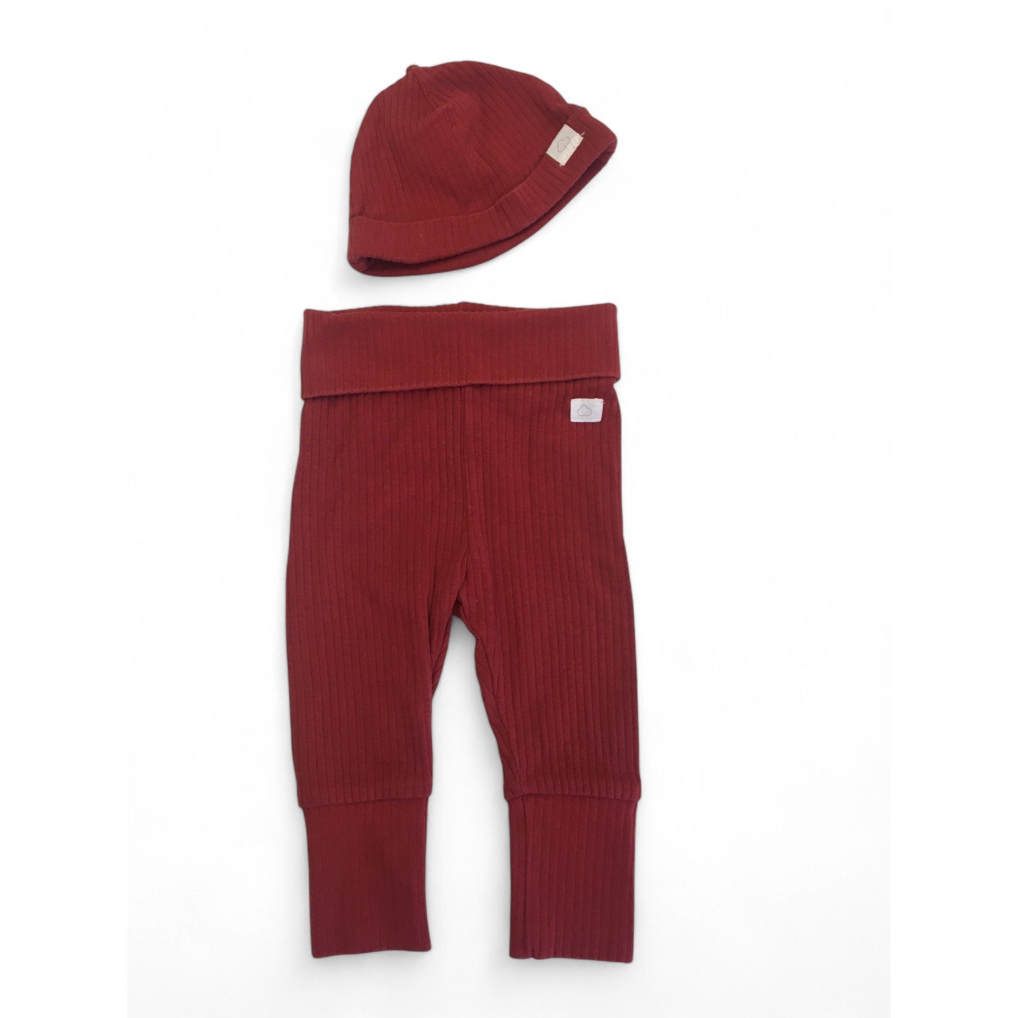 UK 1-2M Red Ribbed Leggings & Beanie - H&M