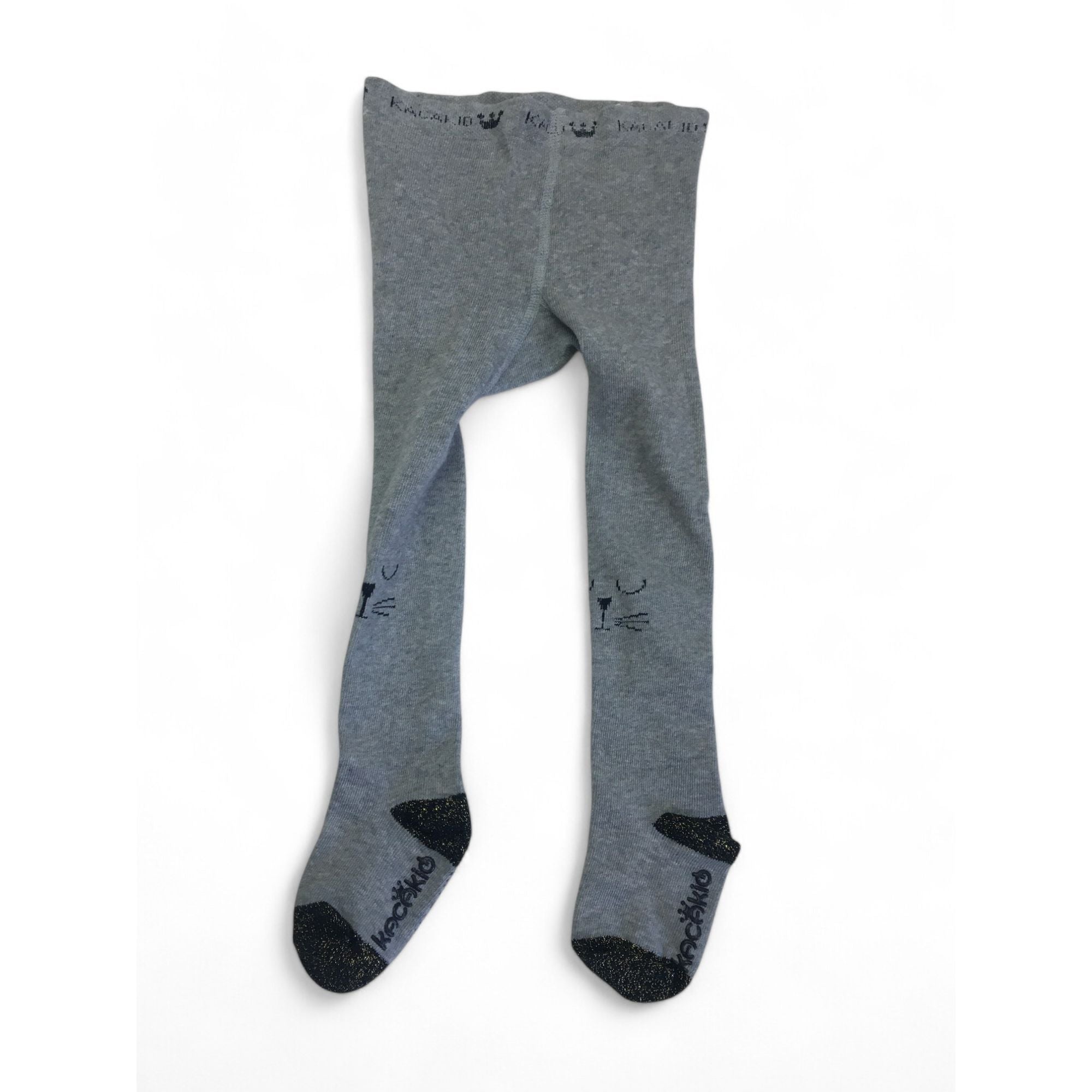 0-3Y Grey & Gold Knit Cat Stockings - Emmy & Belle