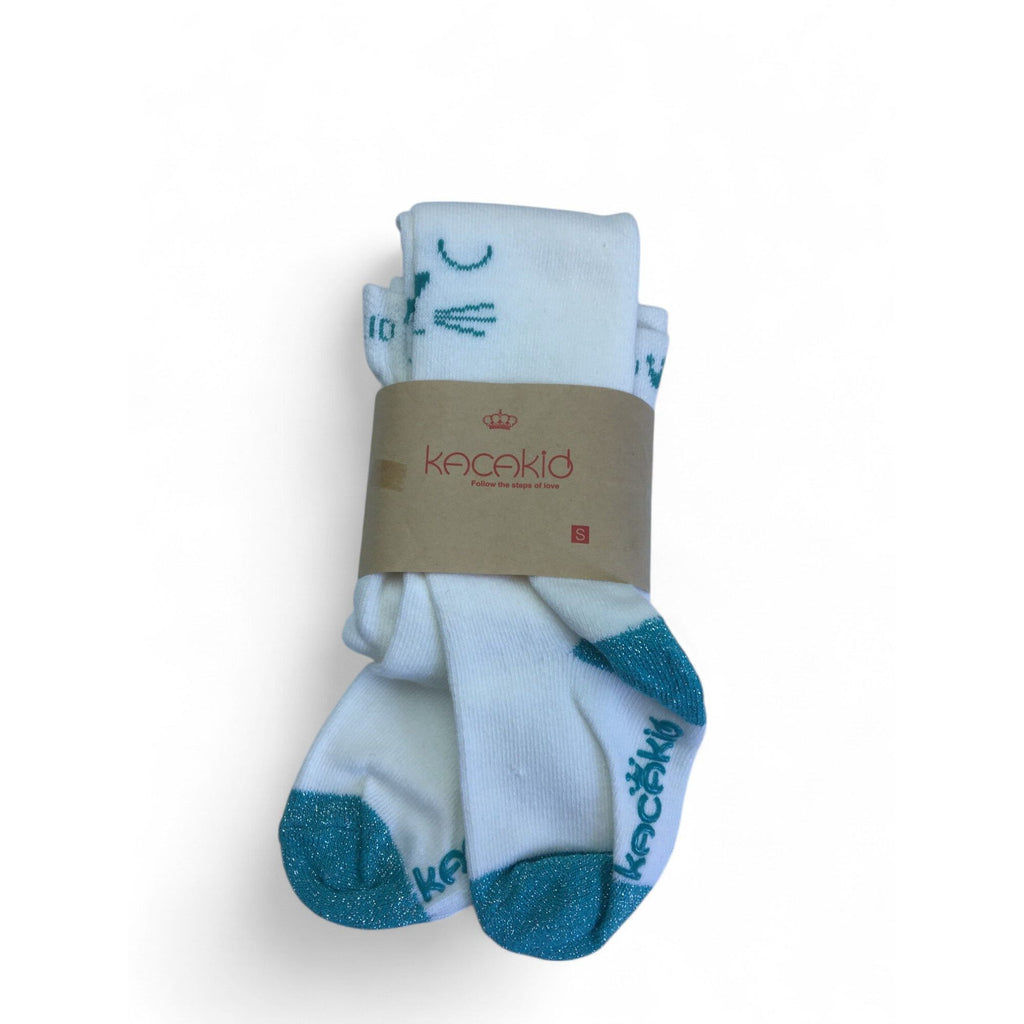 0-3Y Cream & Green Cat Knit Stockings - Emmy & Belle