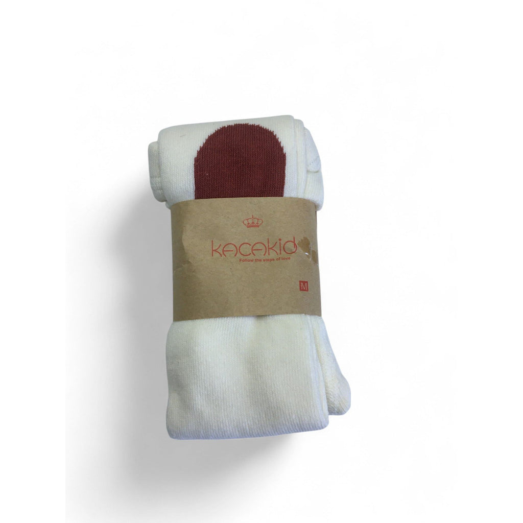12-36M Cream, Red & Grey Footless Knit Tights - Emmy & Belle