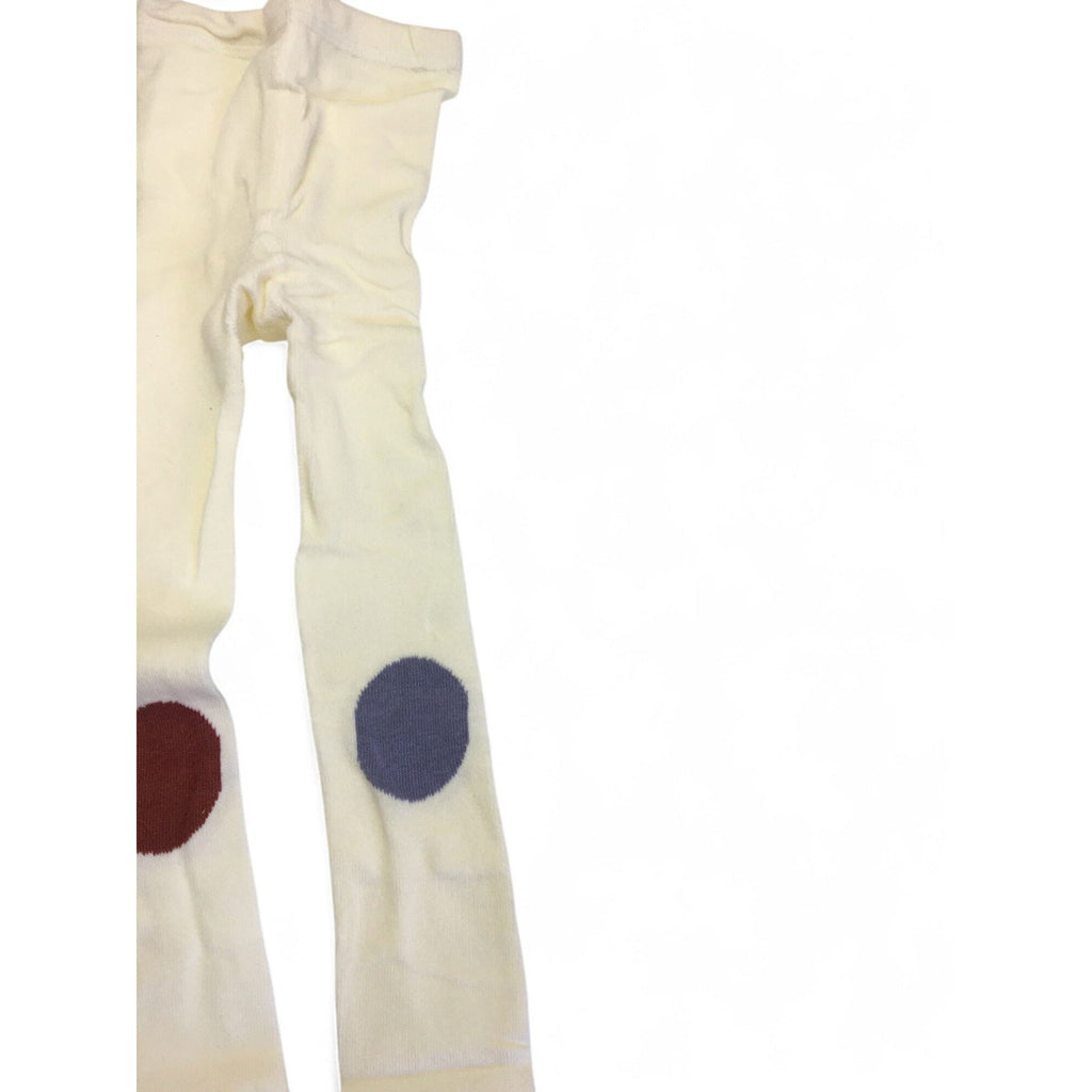 12-36M Cream, Red & Grey Footless Knit Tights - Emmy & Belle
