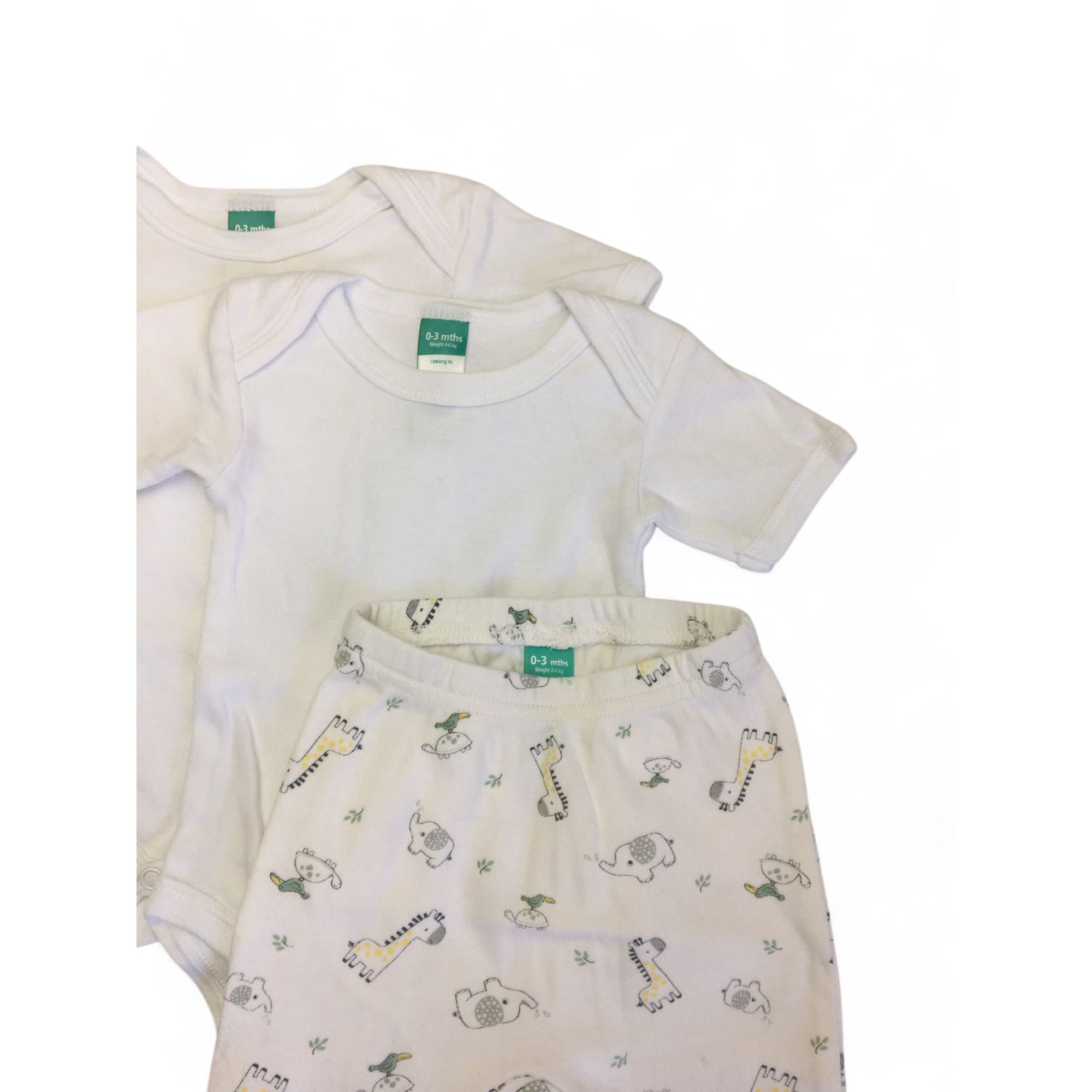 0-3M Set Of Two White Bodysuits & Leggings - Ackermans