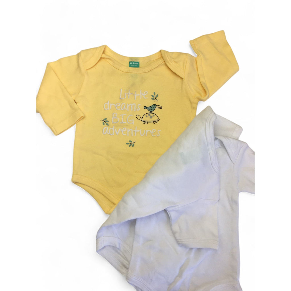 0-3M Yellow & White Bodysuits - Ackermans