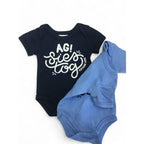 Newborn Navy & Blue "Ag Sies Tog" Bodysuits - Kiffkak Kids