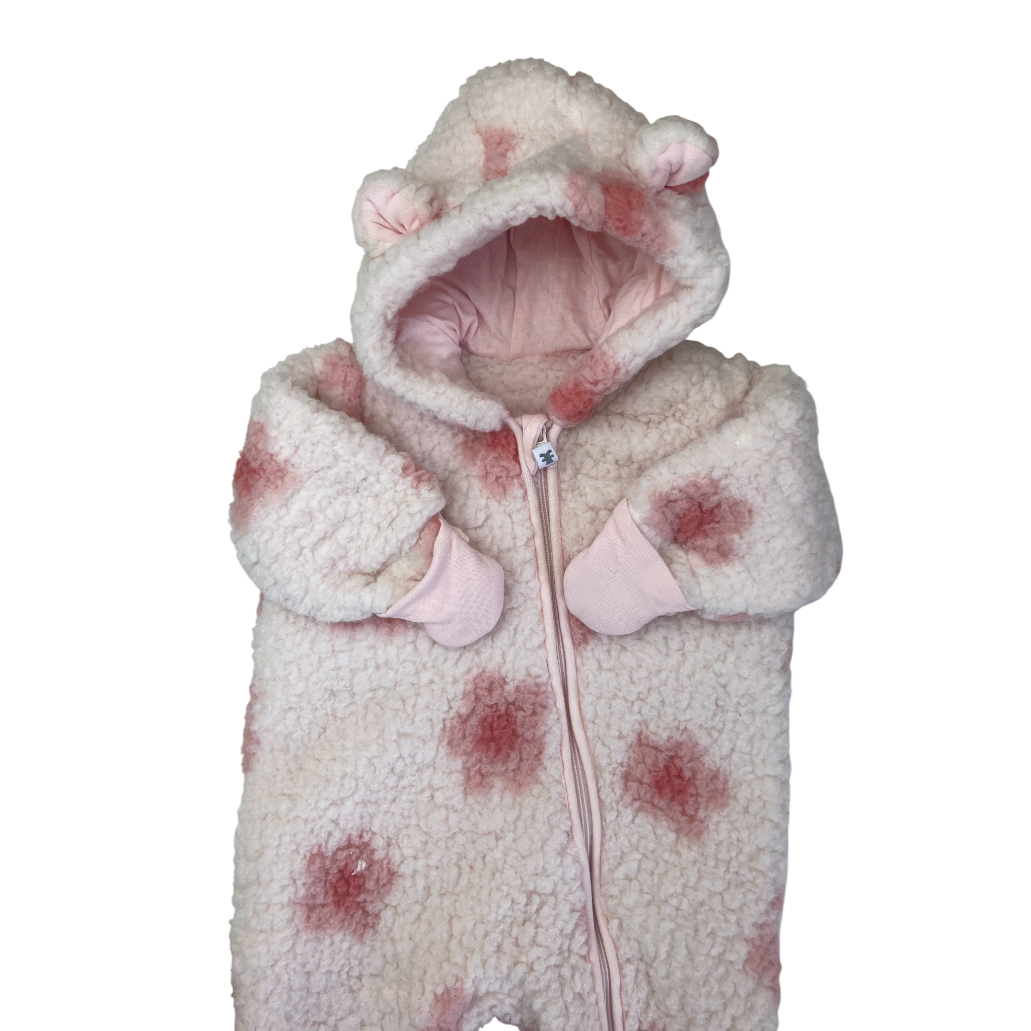 1-3M Light Pink Daisy Teddy Fleece Zip Onesie - Woolworths
