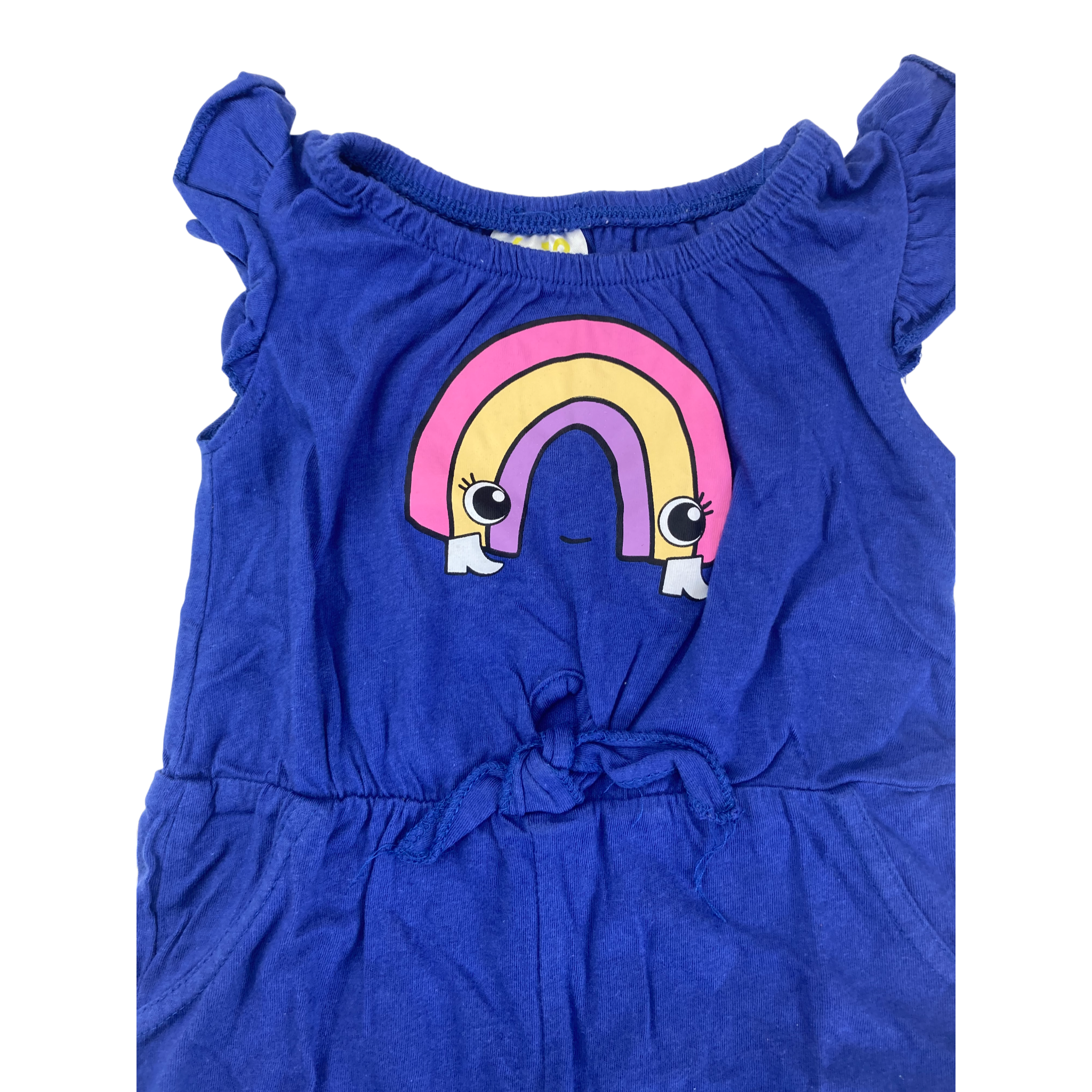 6-12M Cobalt Rainbow Easy Waist Dress - Cuddlesome