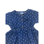 3-6M Dark Blue Denim & White Dotted Half Button Tunic - OneTwoThree