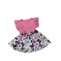 6-9M Pink & White Butterfly Belted Dress