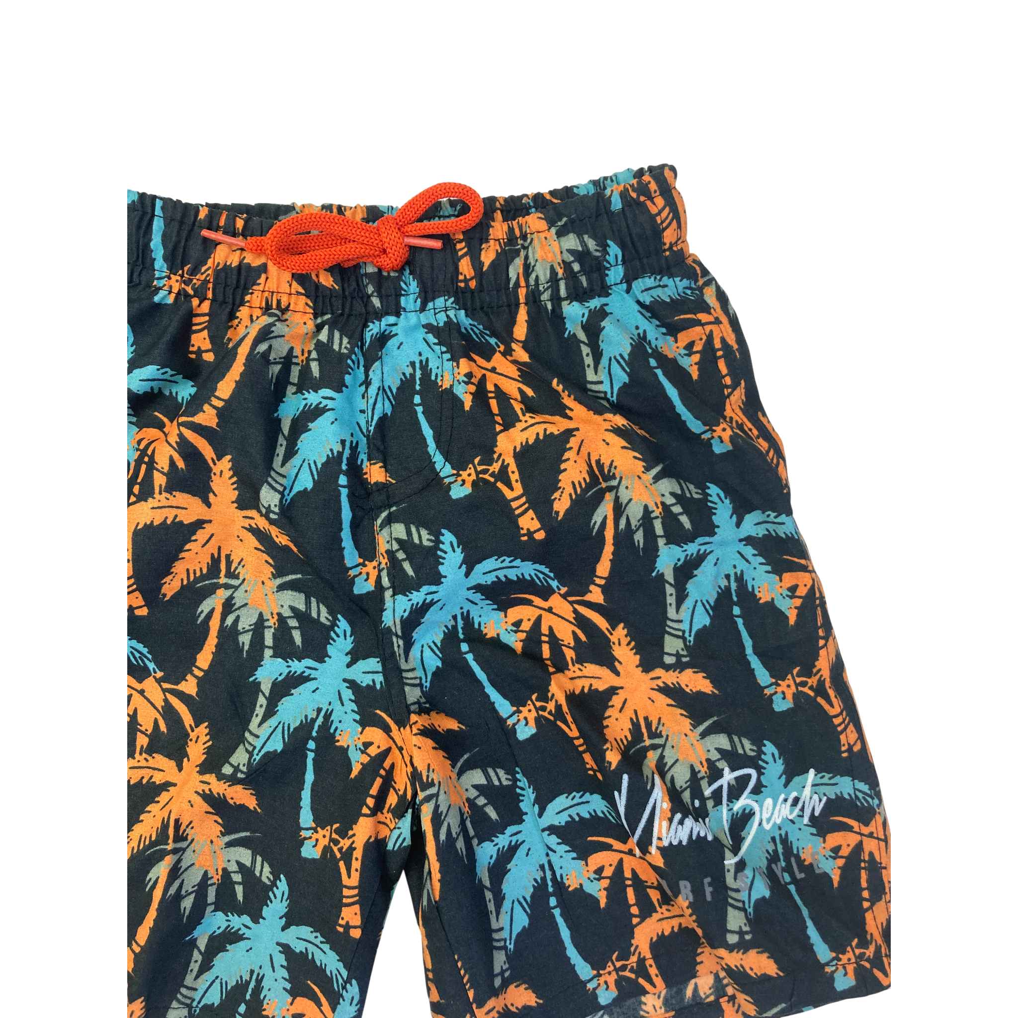 4Y Black, Orange & Blue Palm Tree Boardshorts - Banana Box