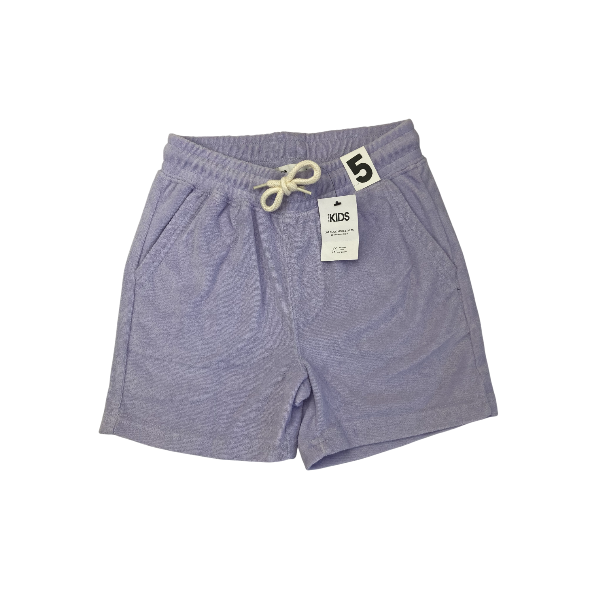 5Y Lilac Terry Towel Henry Slouch Shorts - Cotton On