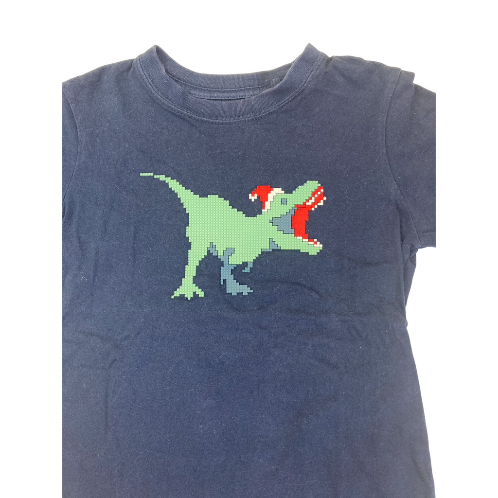 4Y Navy Blue 3D Block Christmas T Rex T Shirt - Cotton On