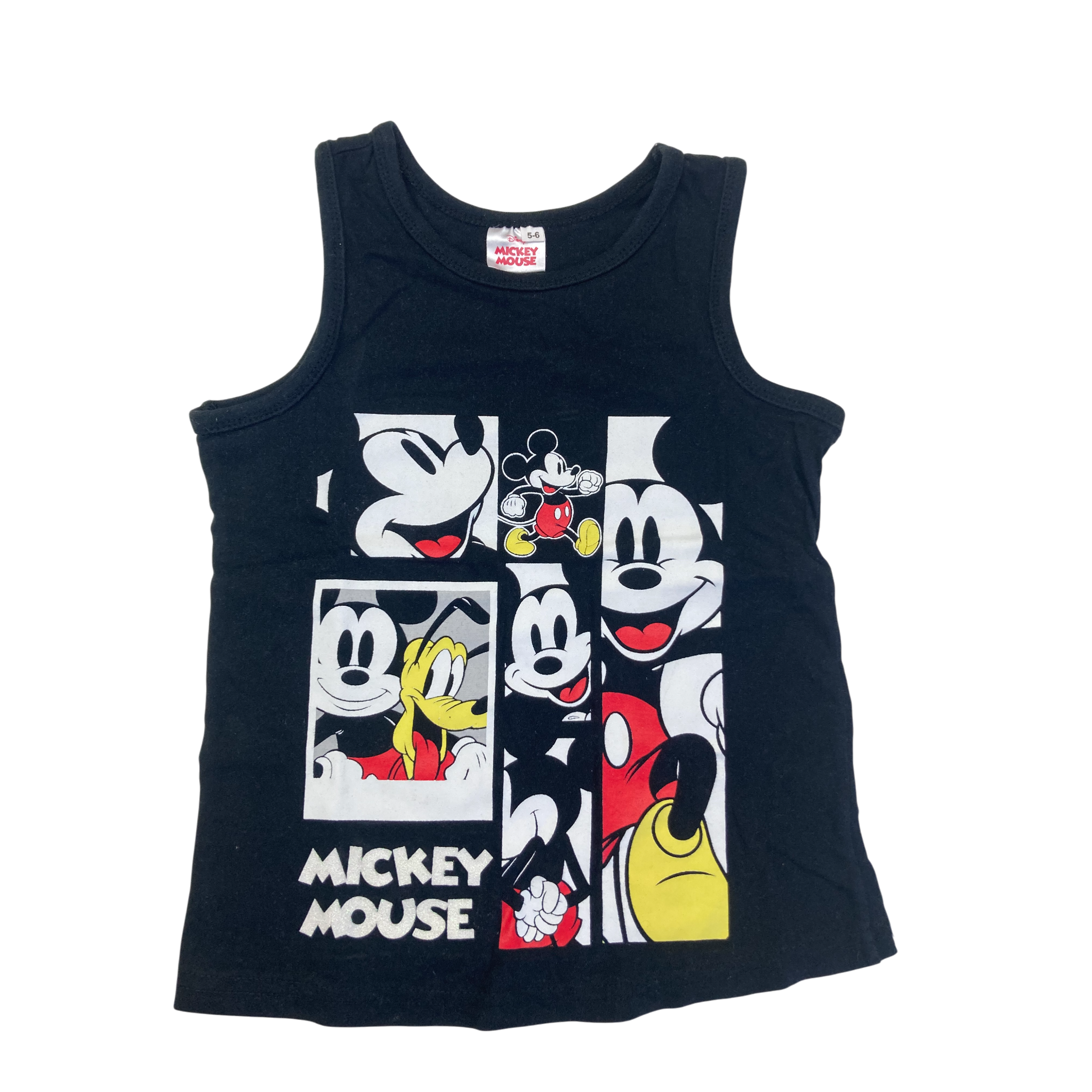 5-6Y Black & White Mickey Mouse Tank Top - Disney