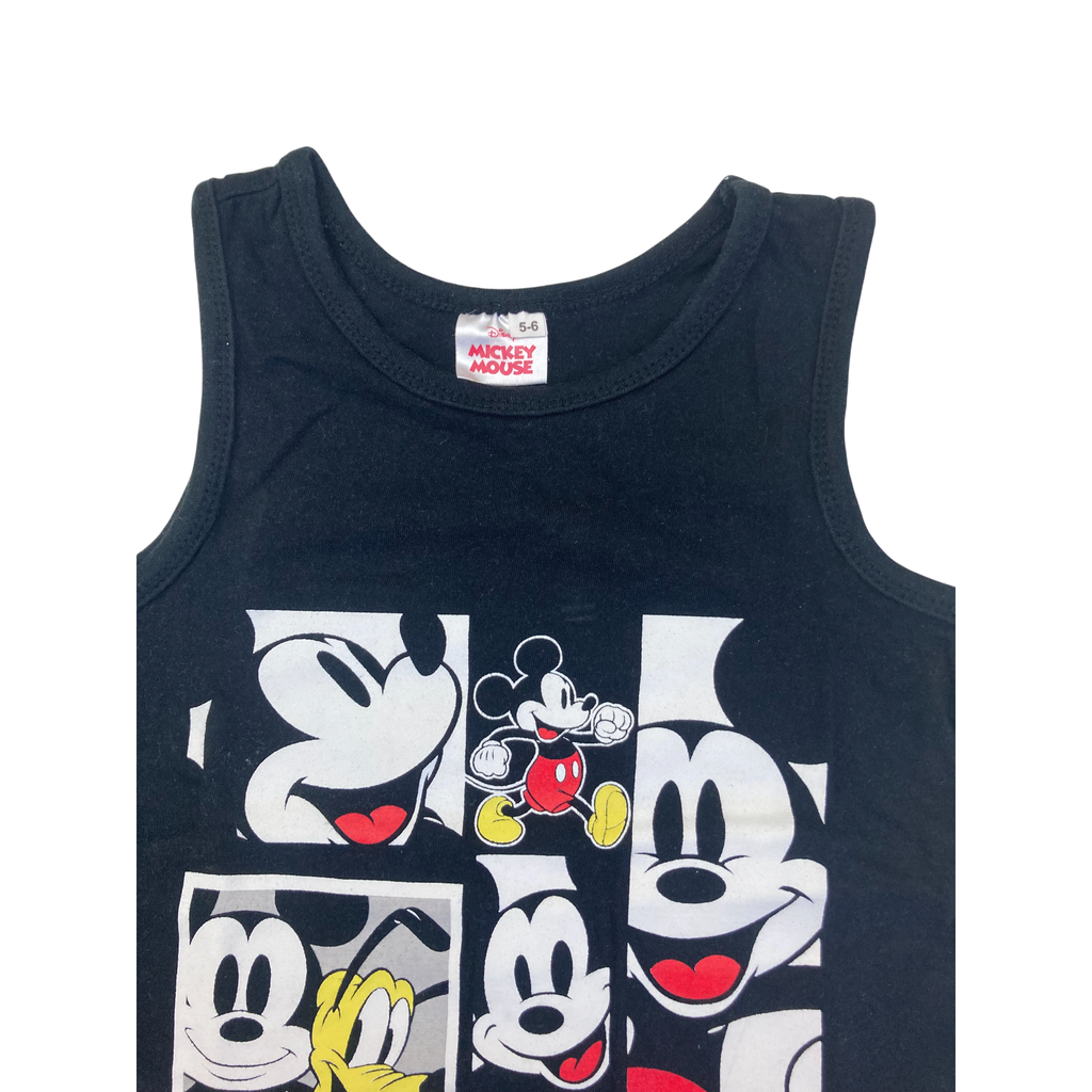 5-6Y Black & White Mickey Mouse Tank Top - Disney