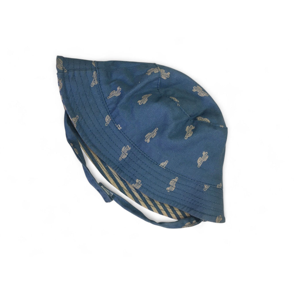 0-3M Dusty Blue & Beige Reversible Cactus-Stripe Sun Hat - Ackermans