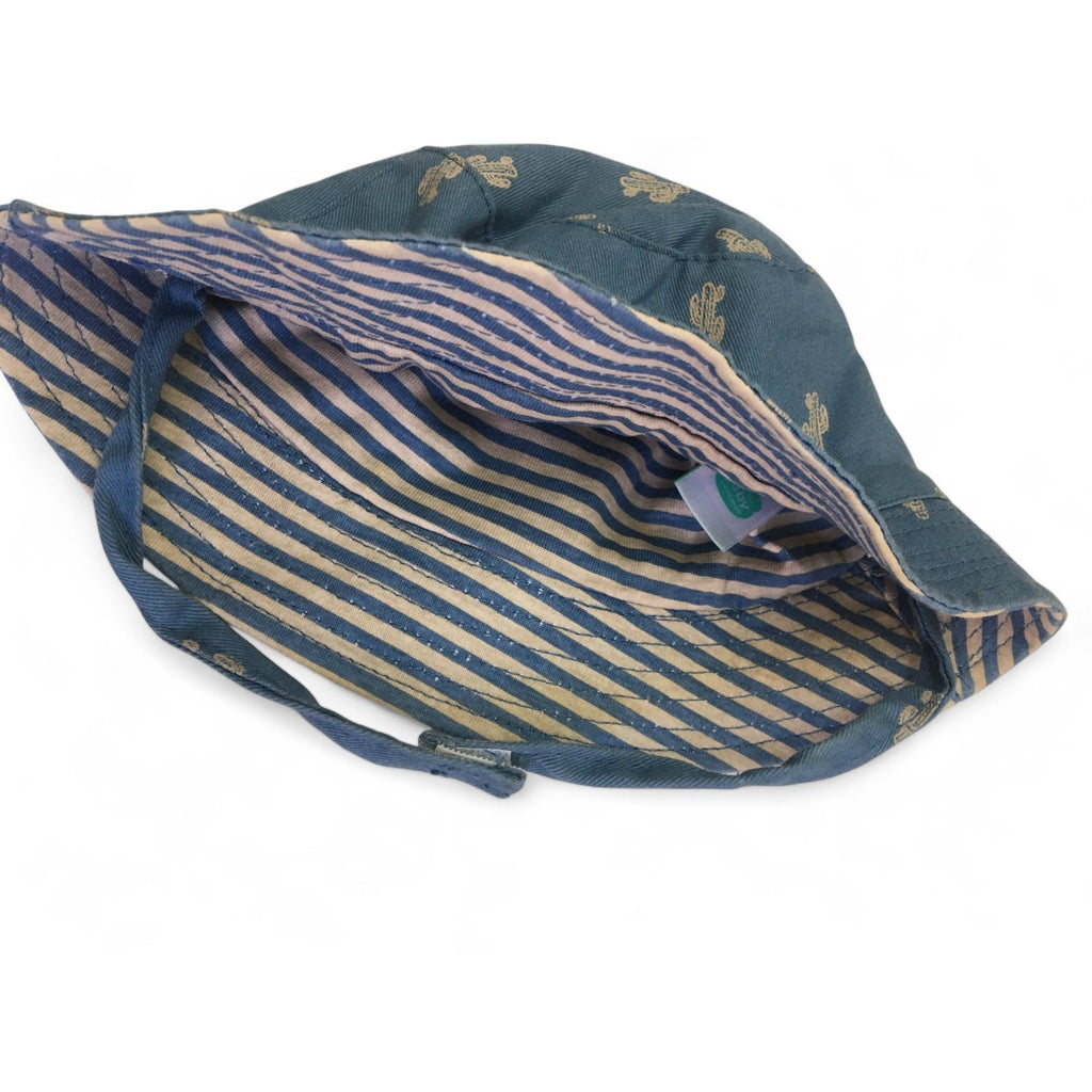 0-3M Dusty Blue & Beige Reversible Cactus-Stripe Sun Hat - Ackermans