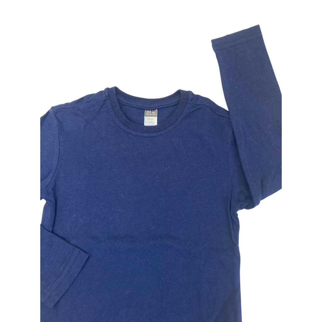 4-5Y Navy Blue Long Sleeve T Shirt - Waga Dude