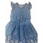 9Y Light Blue Denim & White Floral Half Button Easywaist Dress - Woolworths