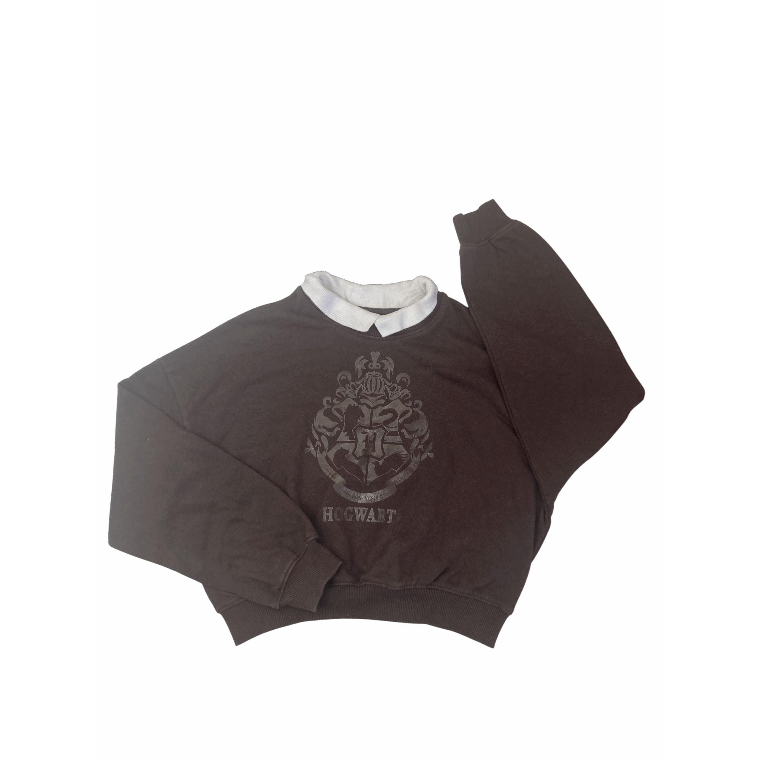 UK 8-10Y Brown Faux Collared Hogwarts Crop Sweater -H&M