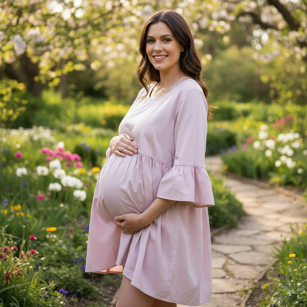 Size 42 Pink Beautiful Long Maternity Top - OR Maternity