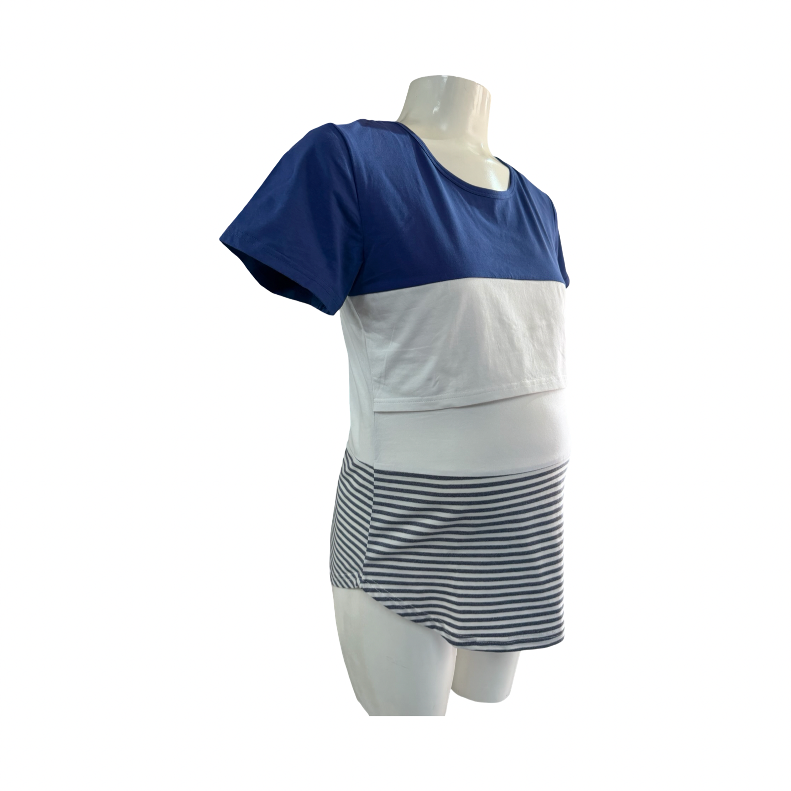 *NEW* Medium Blue & White Short Sleeve Nursing T-shirt - Emotion Moms