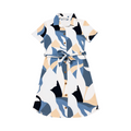 Small Multicoloured Buttoned Dress with Wrap Belt - REAL Woman