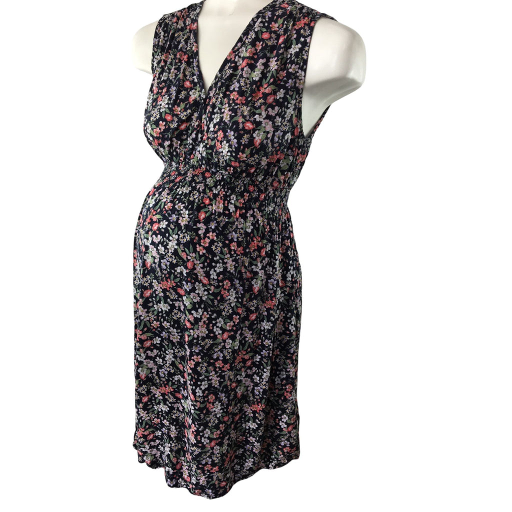 EUR Large - Navy Floral Maternity & Nursing Dress - H&M Mama