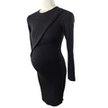 Extra Small - Black Ruched Maternity Dress - Cherry Melon