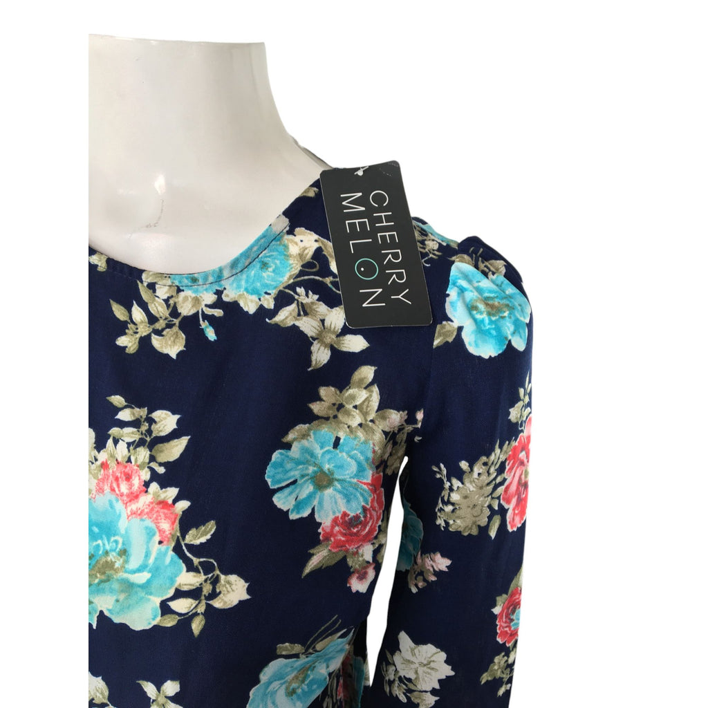 Size 30 - Blue Floral Soft Maternity Dress - Cherry Melon