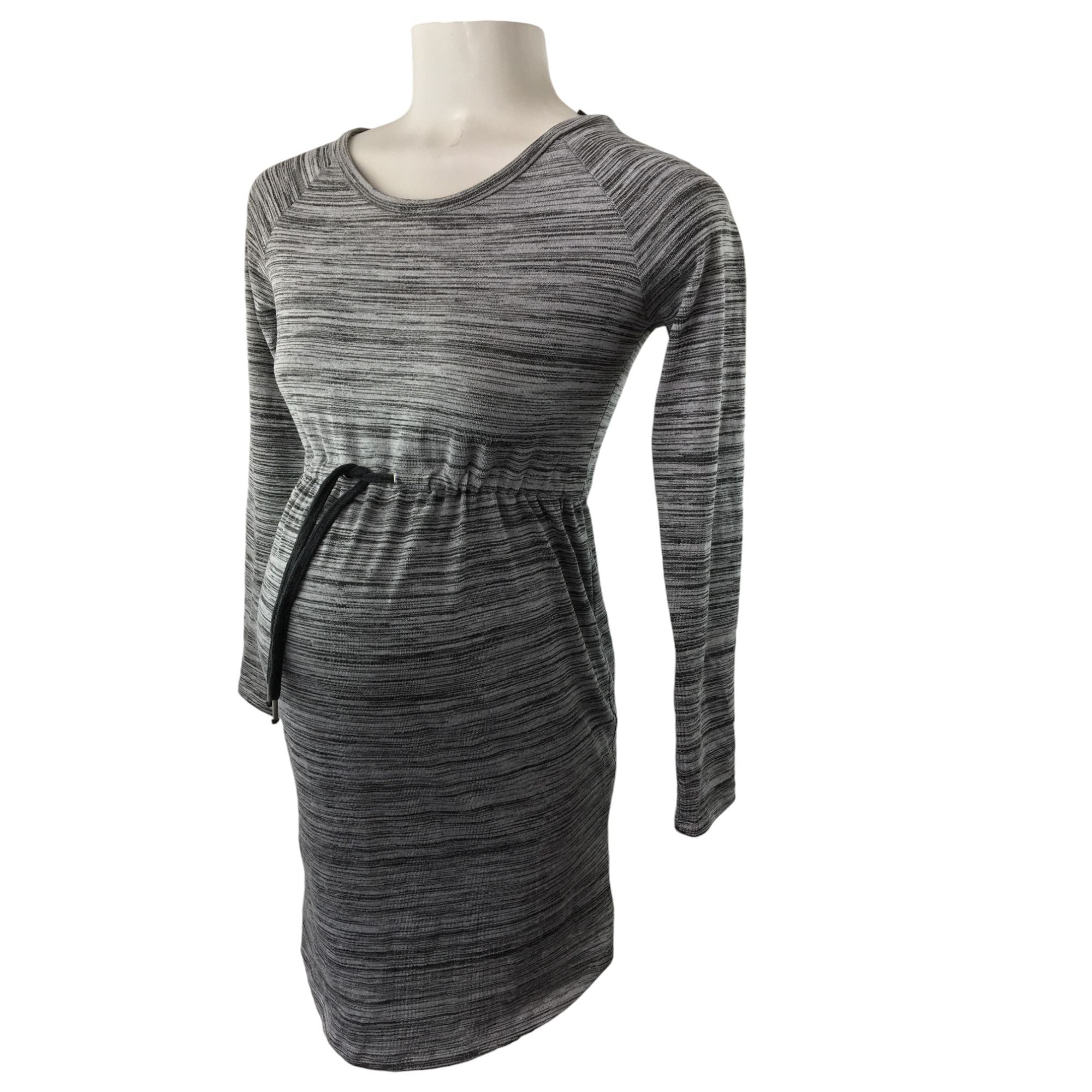 EUR Small - Grey Melange Knit Maternity Dress - H&M Mama