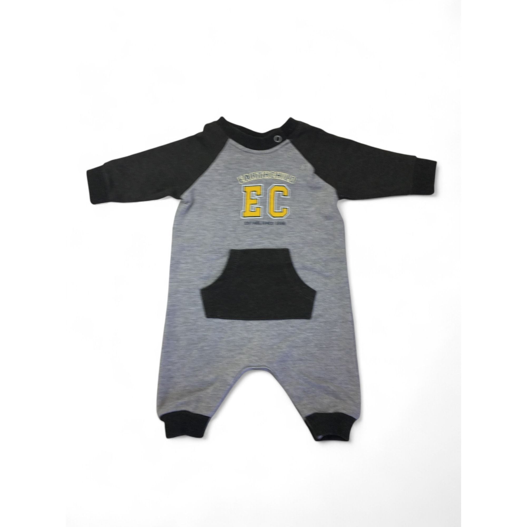 Newborn Grey Melange Logo Sweater Onesie - Earthchild