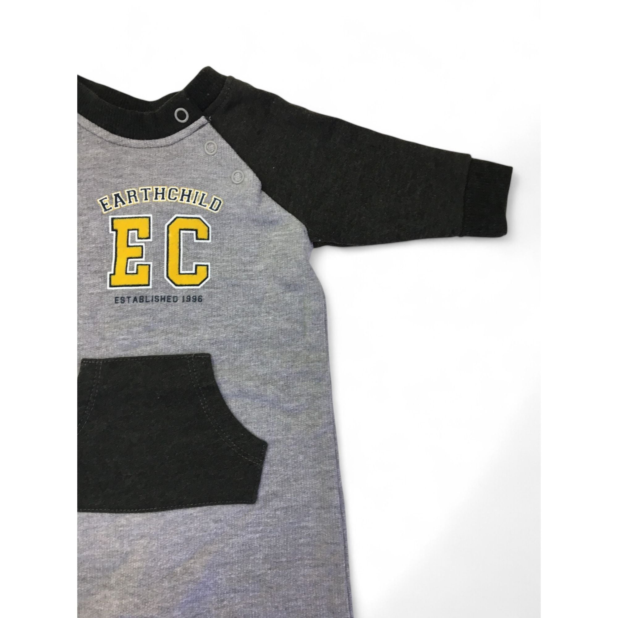 Newborn Grey Melange Logo Sweater Onesie - Earthchild