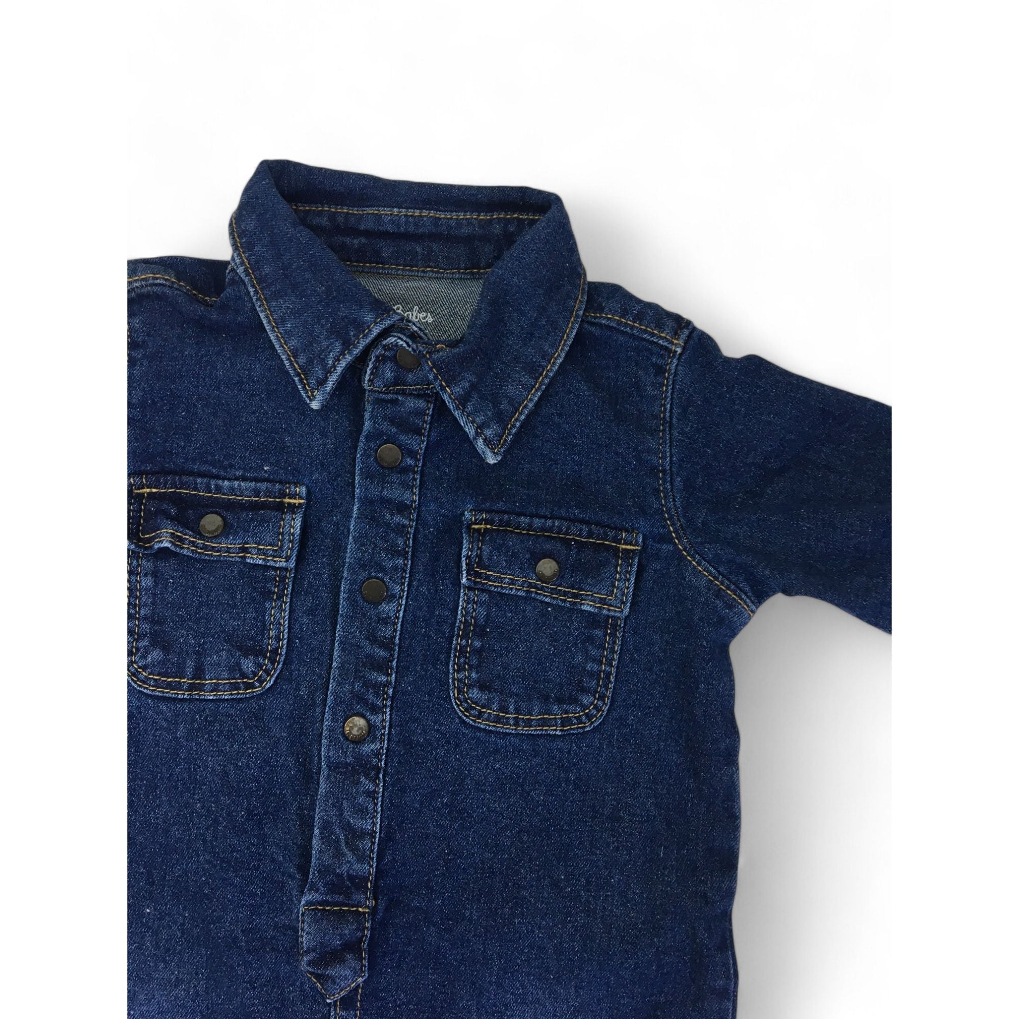 3-6M Dark Blue Denim Boiler Suit - Re: Babes