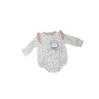 6-12M White Ditsy Floral Cotton Gauze Cuffed Sleeve Romper - Laran Jinha