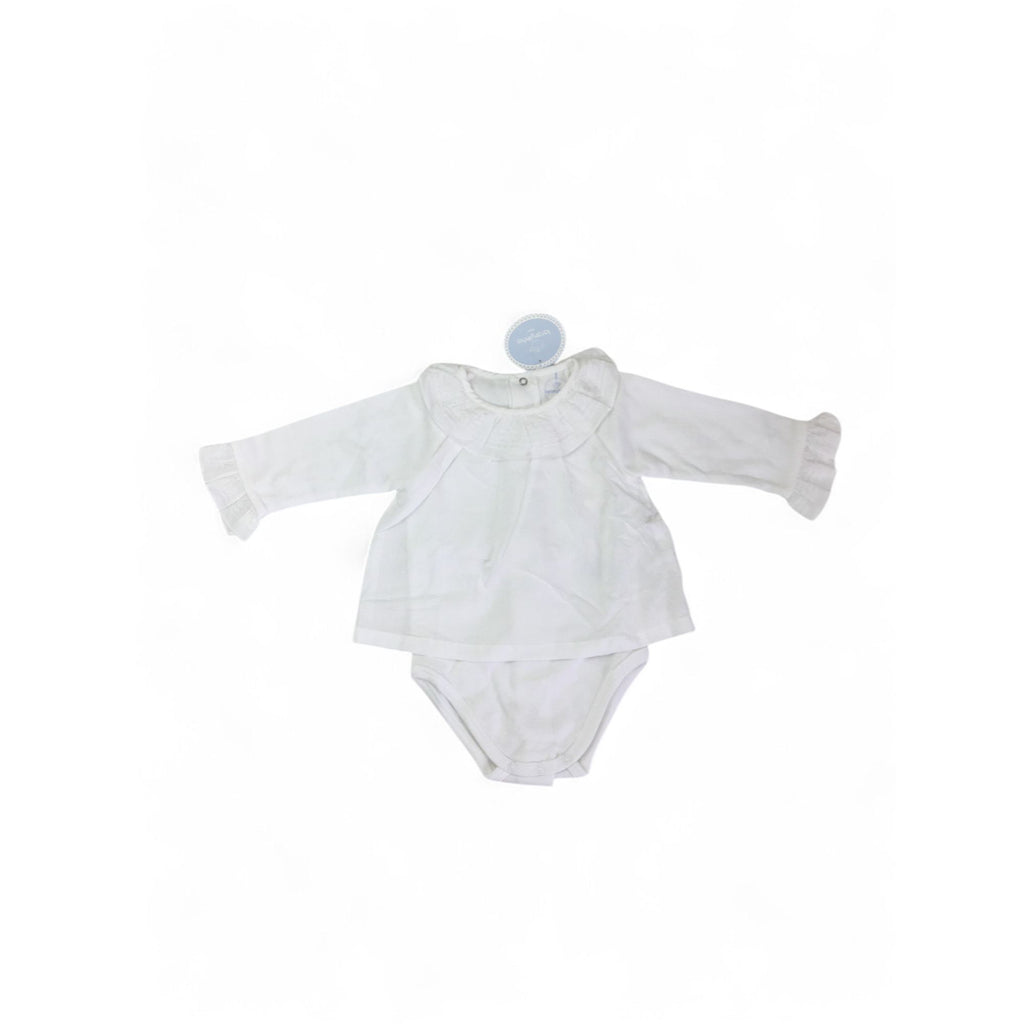 3-6M White Frill Collar Blouse Romper - Laran Jinha