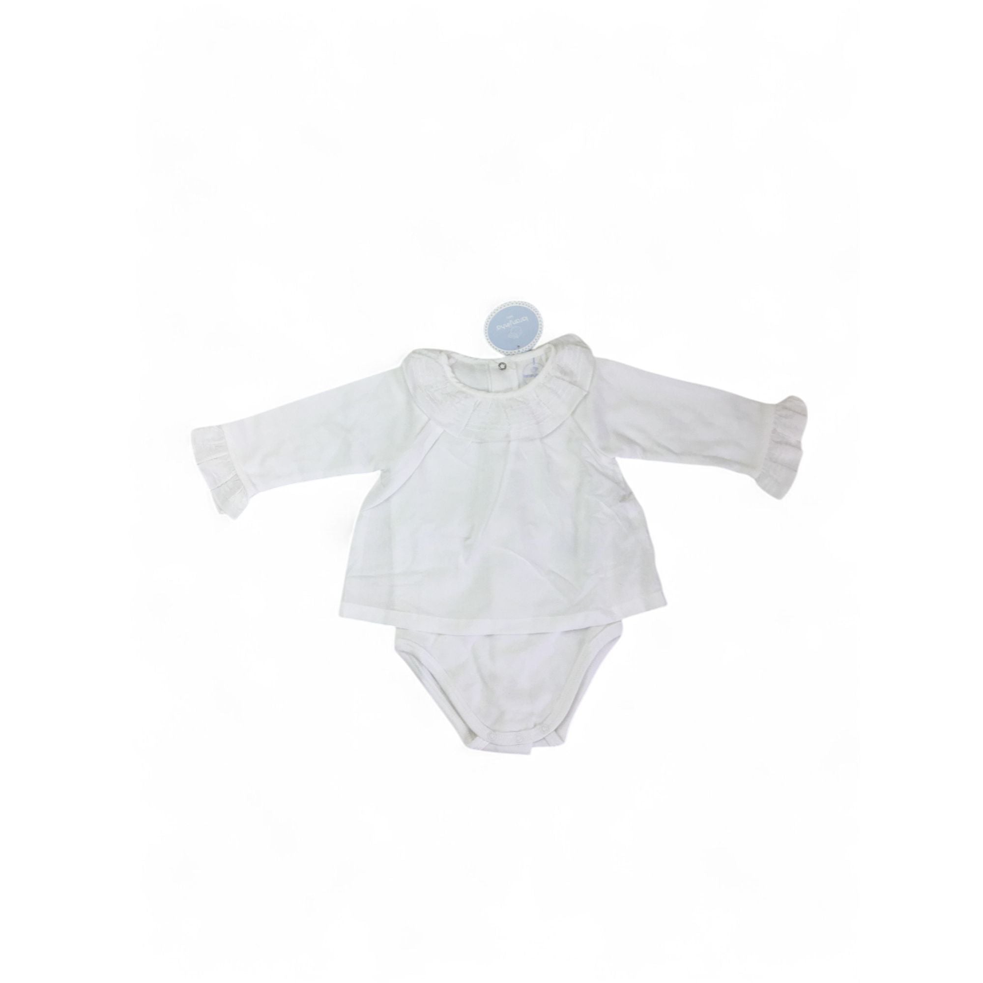 3-6M White Frill Collar Blouse Romper - Laran Jinha