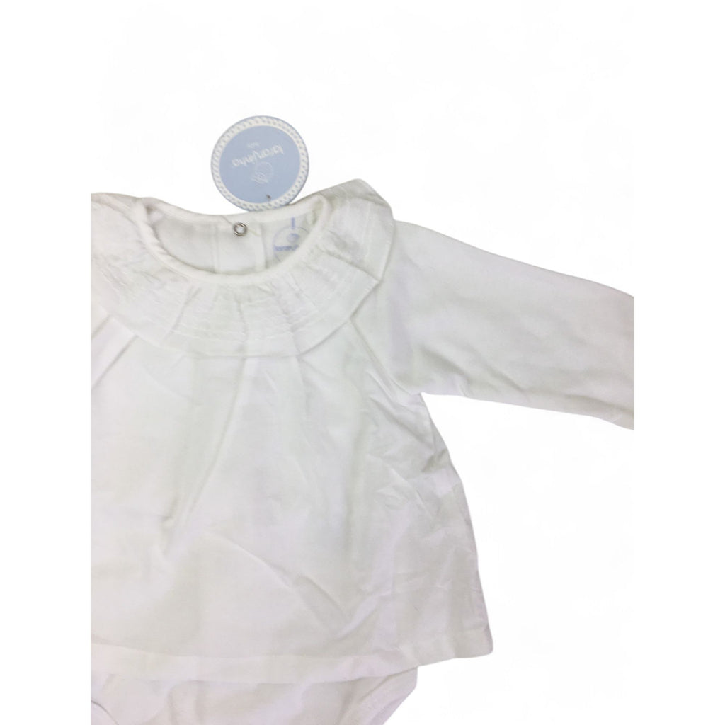 3-6M White Frill Collar Blouse Romper - Laran Jinha