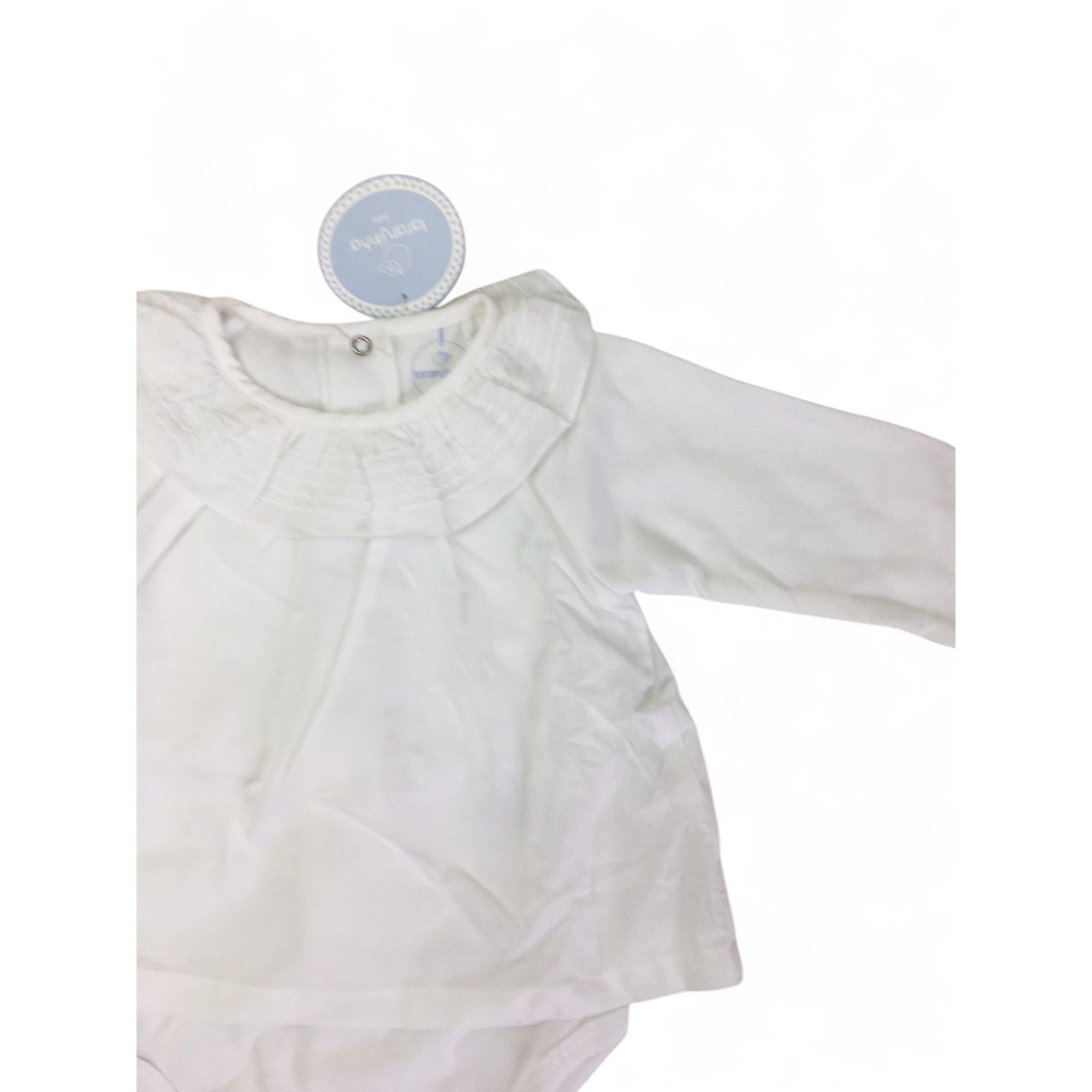 3-6M White Frill Collar Blouse Romper - Laran Jinha
