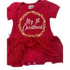 Newborn Red Glitter Tulle "My 1st Christmas" Dress - Poogy Bear