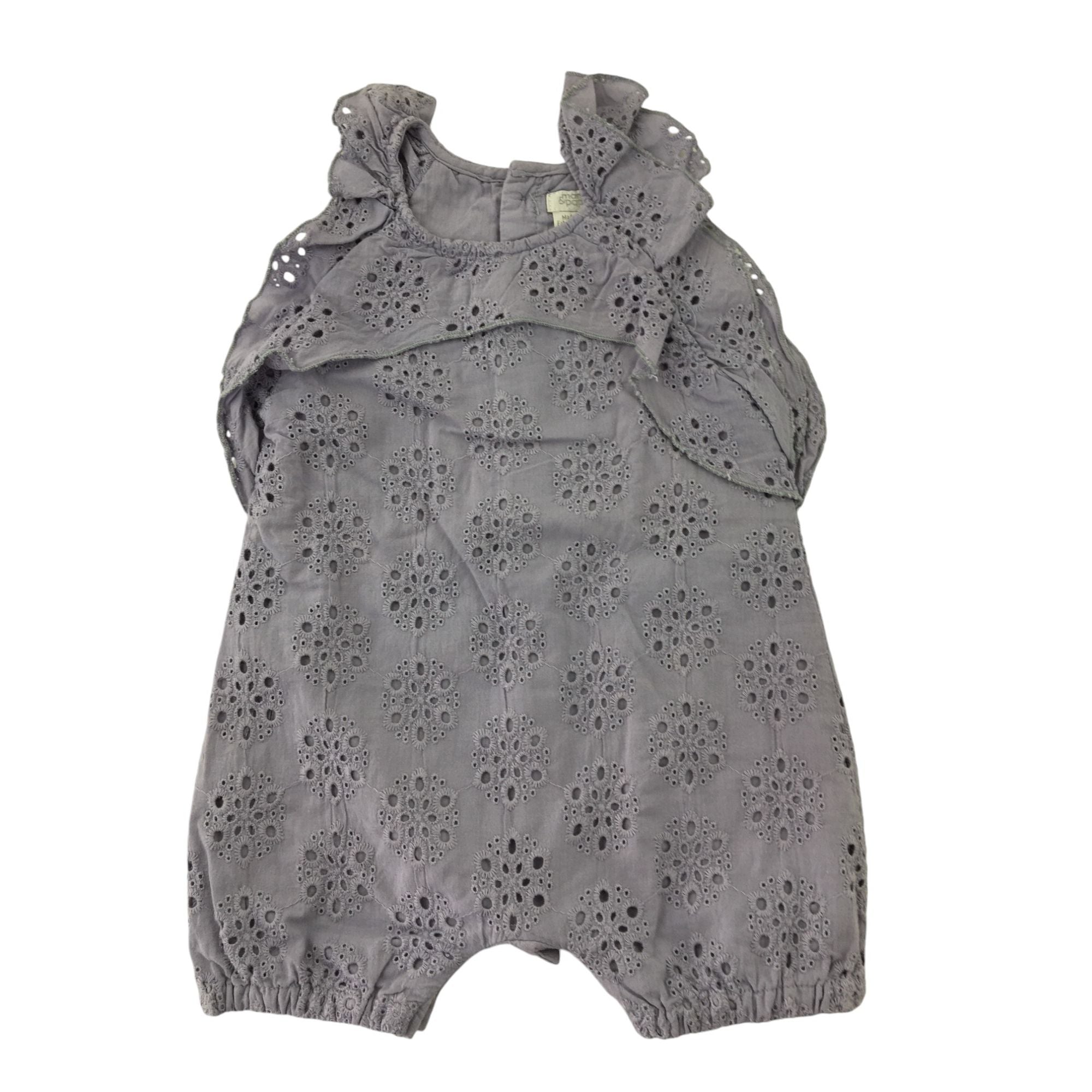 0-3M Cornflower Cotton Eyelet Romper - Mamas & Papas
